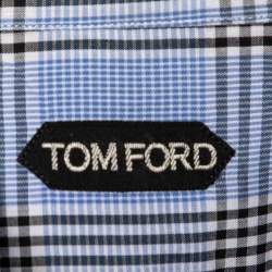 Pre Owned Tom Ford Blue Plaid Cotton Shirt XXL
