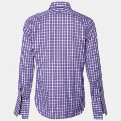 Pre Owned Tom Ford Purple Checked Cotton Shirt M