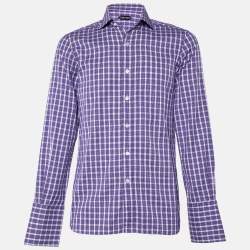 Pre Owned Tom Ford Purple Checked Cotton Shirt M