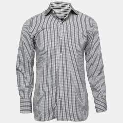 Pre Owned Tom Ford Grey Checked Cotton Shirt M