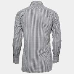 Pre Owned Tom Ford Grey Checked Cotton Shirt M