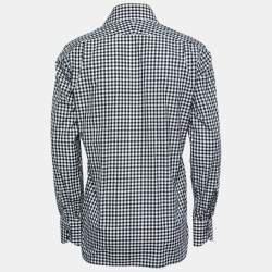 Tom Ford Black Gingham Printed Cotton Button Front Shirt M