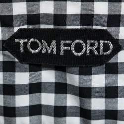 Tom Ford Black Gingham Printed Cotton Button Front Shirt M