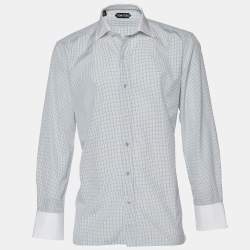 Tom Ford White Check Cotton Button Front Shirt 3XL