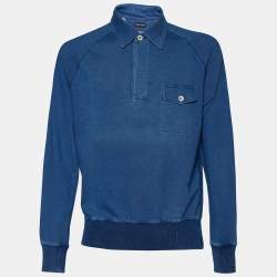 Tom Ford Blue Denim Long Sleeve Polo T-Shirt XXL