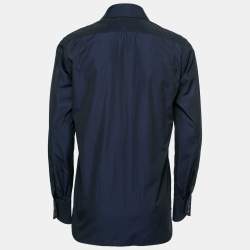Tom Ford Dark Blue Cotton Button Front Shirt M