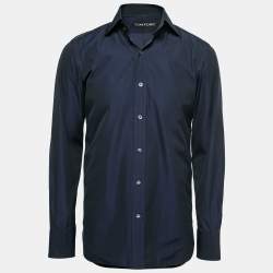 Tom Ford Dark Blue Cotton Button Front Shirt M