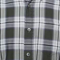Pre Owned Tom Ford Grey Plaid Cotton Button Front Shirt XL