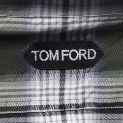 Pre Owned Tom Ford Grey Plaid Cotton Button Front Shirt XL