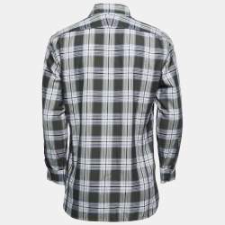 Pre Owned Tom Ford Grey Plaid Cotton Button Front Shirt XL