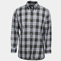 Pre Owned Tom Ford Grey Plaid Cotton Button Front Shirt XL