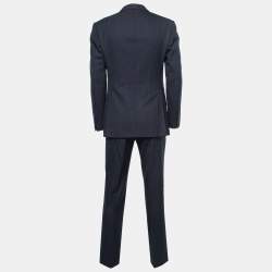 Pre Owned Tom Ford Navy Blue Striped Patterned Wool Suit M