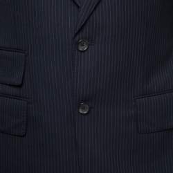 Pre Owned Tom Ford Navy Blue Striped Patterned Wool Suit M