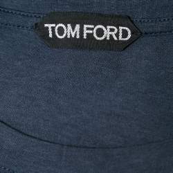 Tom Ford Navy Blue Cotton-Blend Crewneck Polo T-Shirt XL
