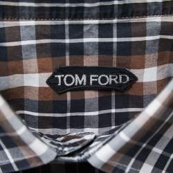 Tom Ford Brown Checked Cotton Button Front Shirt XL