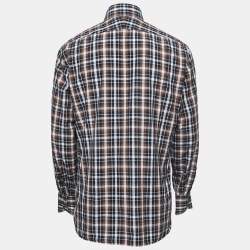 Tom Ford Brown Checked Cotton Button Front Shirt XL