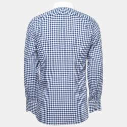 Tom Ford Blue Checked Cotton Button Front Shirt L