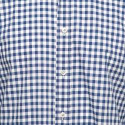 Tom Ford Blue Checked Cotton Button Front Shirt L