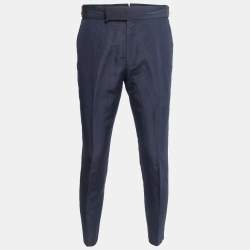 Tom Ford Blue Linen Blend Trousers L