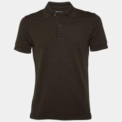 Pre Owned Tom Ford Olive Green Cotton Pique Polo T-Shirt M