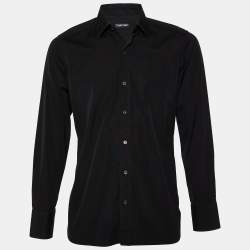 Tom Ford Black Cotton Button Front Shirt L