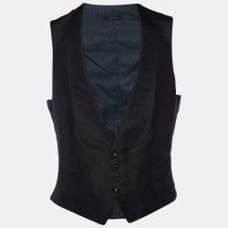 Tom Ford Black Textured Cotton & Silk Gilet S