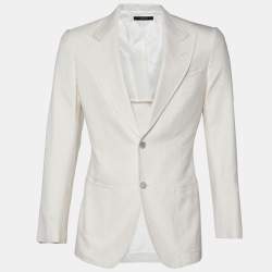 Tom Ford Cream Textured Cotton Blazer S