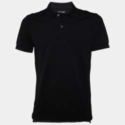 Pre Owned Tom Ford Black Cotton Pique Polo T-Shirt M