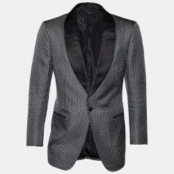 Tom Ford Black Printed Cotton & Silk Blazer M