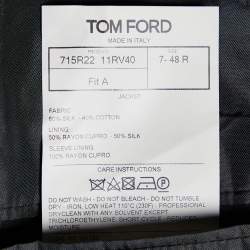 Tom Ford Black Printed Cotton & Silk Blazer M