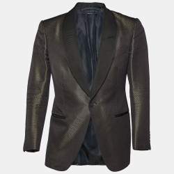 Pre Owned Tom Ford Black Brocade Cotton & Silk Blazer S