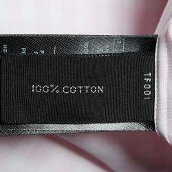 Tom Ford Pink & White Checkered Cotton Button Front Shrt L