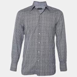 Pre Owned Tom Ford Black Checkered Cotton Button Front Shirt S