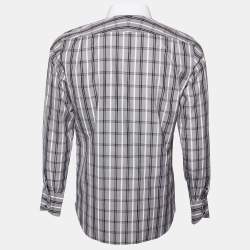 Tom Ford Brown Checkered Cotton Contrast Collar Shirt S