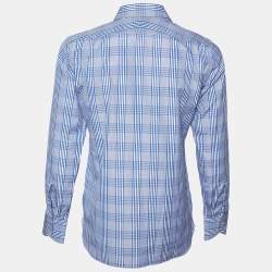 Tom Ford Blue Checkered Cotton Button Front Shirt M