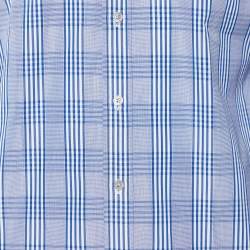 Tom Ford Blue Checkered Cotton Button Front Shirt M