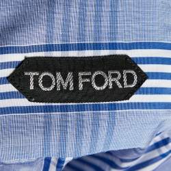 Tom Ford Blue Checkered Cotton Button Front Shirt M