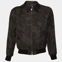 Tom Ford Brown Camo Printed Textured Denim Nuback Jacket M