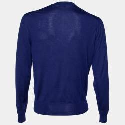 مملوكة مسبقًا Tom Ford Blue Cashmere & Silk V-Neck Sweater L