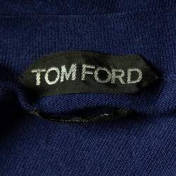 مملوكة مسبقًا Tom Ford Blue Cashmere & Silk V-Neck Sweater L