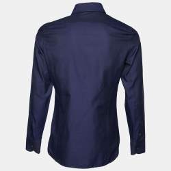 Tom Ford Navy Blue Cotton Button Front Shirt M