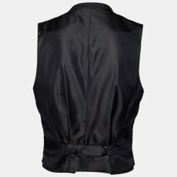 Tom Ford Black Textured Cotton & Silk Double Breasted Vest M