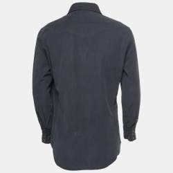 Pre Owned Tom Ford Dark Grey Corduroy Pocket Detail Shirt L