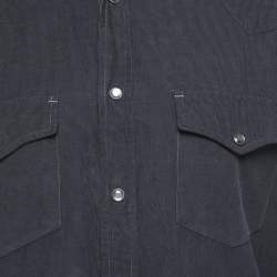 Pre Owned Tom Ford Dark Grey Corduroy Pocket Detail Shirt L