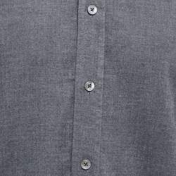 Pre Owned Tom Ford Grey Cotton Blend Button Front Shirt L