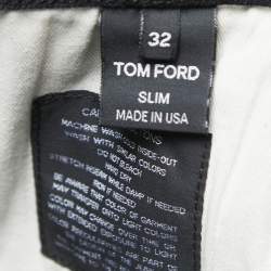 مملوكة مسبقًا Tom Ford Black Denim Buttoned Jeans M Waist 32"
