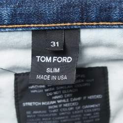 Tom Ford Blue Washed Denim Buttoned Straight Fit Jeans M Waist 33"