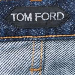 Pre Owned Tom Ford Blue Washed Denim Buttoned Straight Fit Jeans M Waist 34"