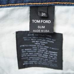 Pre Owned Tom Ford Blue Washed Denim Buttoned Straight Fit Jeans M Waist 34"