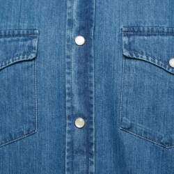 Pre Owned Tom Ford Blue Denim Button Front Full Sleeve Shirt L